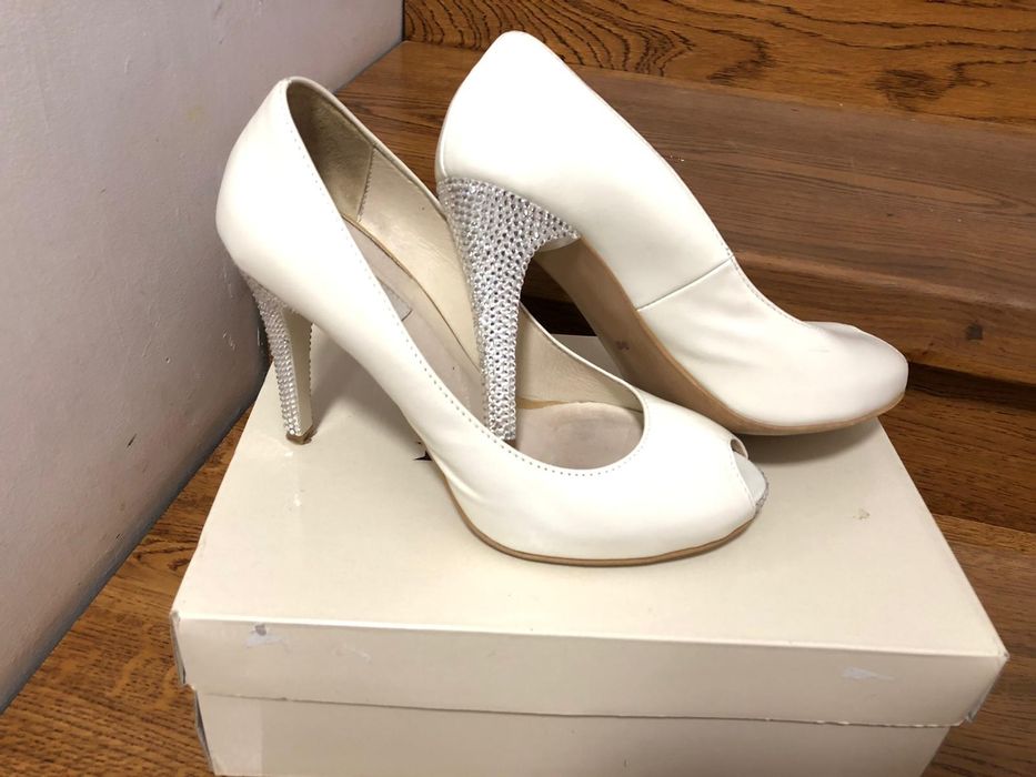 Buty ślubne la boda roz 36 kolor Ivory szpilki z cyrkoniami