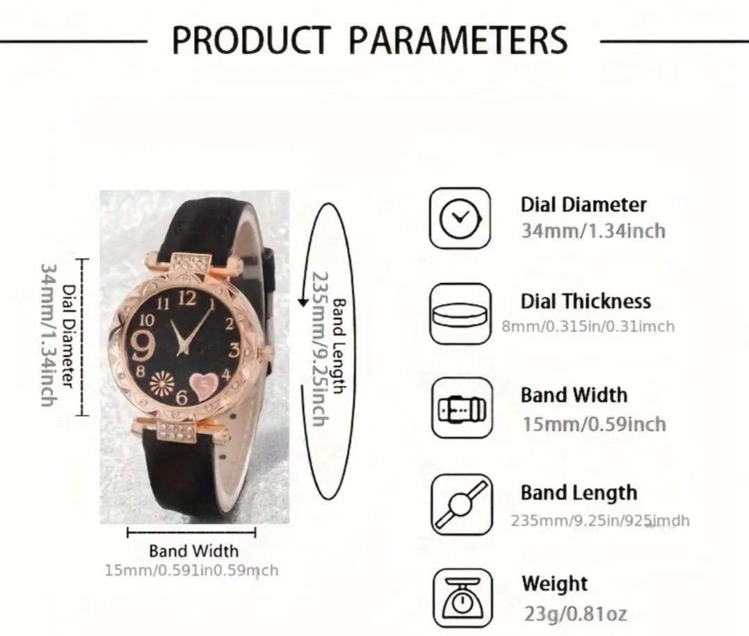 Zegarek kwarcowy plus zestaw bransoletek komplet nowy