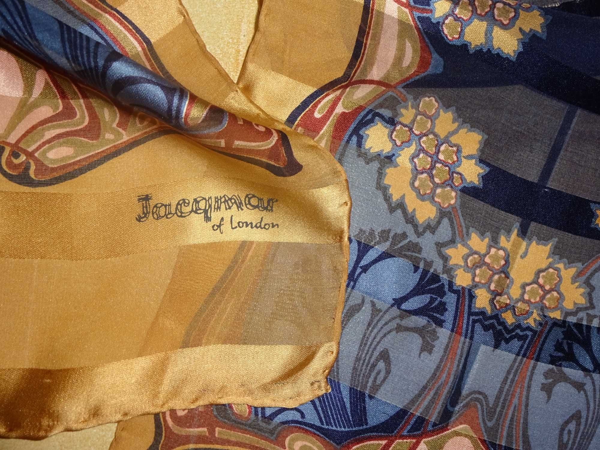 JACQMAR of London 100% SILK jedwabny rolowany szal szalik apaszka