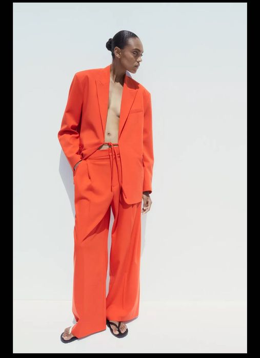 Szerokie pomarańczowe spodnie Zara roz. S