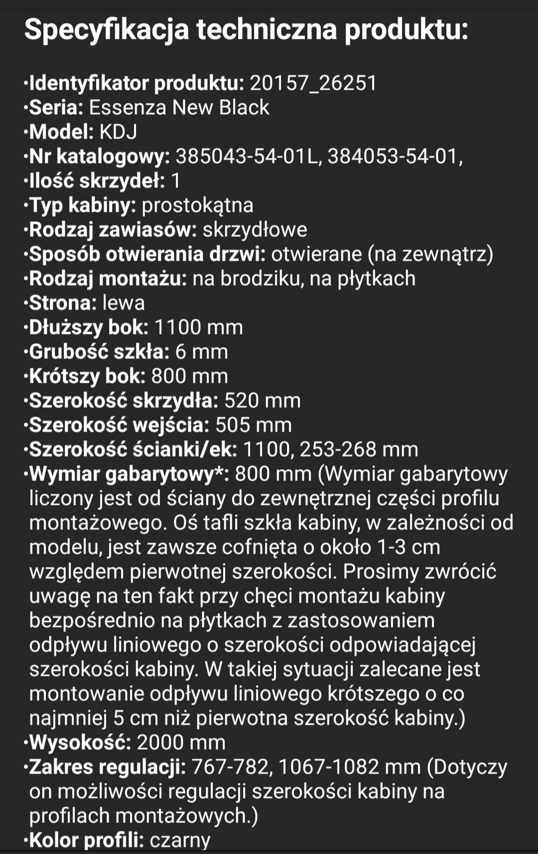 Prysznic, okazja!!  Nowa kabina prysznicowa Radaway 110 cm x 80 cm