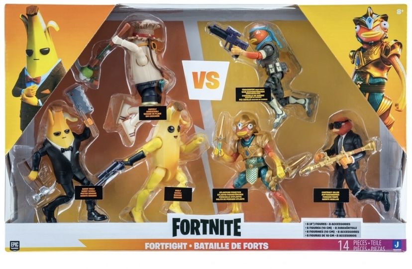 Фігурки Fortnite Fortfight, набір з 6 фігурок Peely проти Fishstick