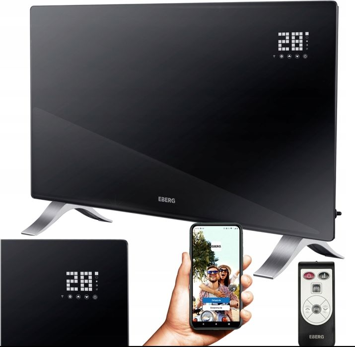 Grzejnik elektryczny szklany EVI PRO 2400W konwektor + Wi-Fi