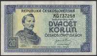 Czechosłowacja 20 koron 1945 - Borovsky - stan bankowy UNC -