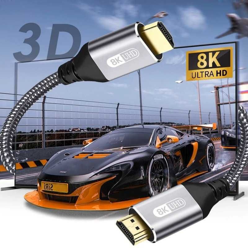 Kabel HDMI v2.1 Przesył Danych do 8K o Długości 2 m Szary / Gray