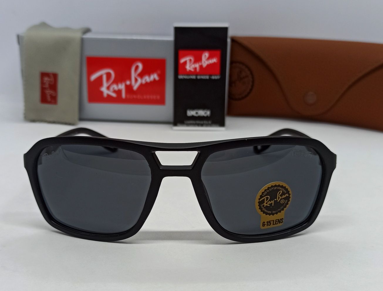 Ray Ban Ferrari очки  мужские черные матовые поляризирован дужки метал
