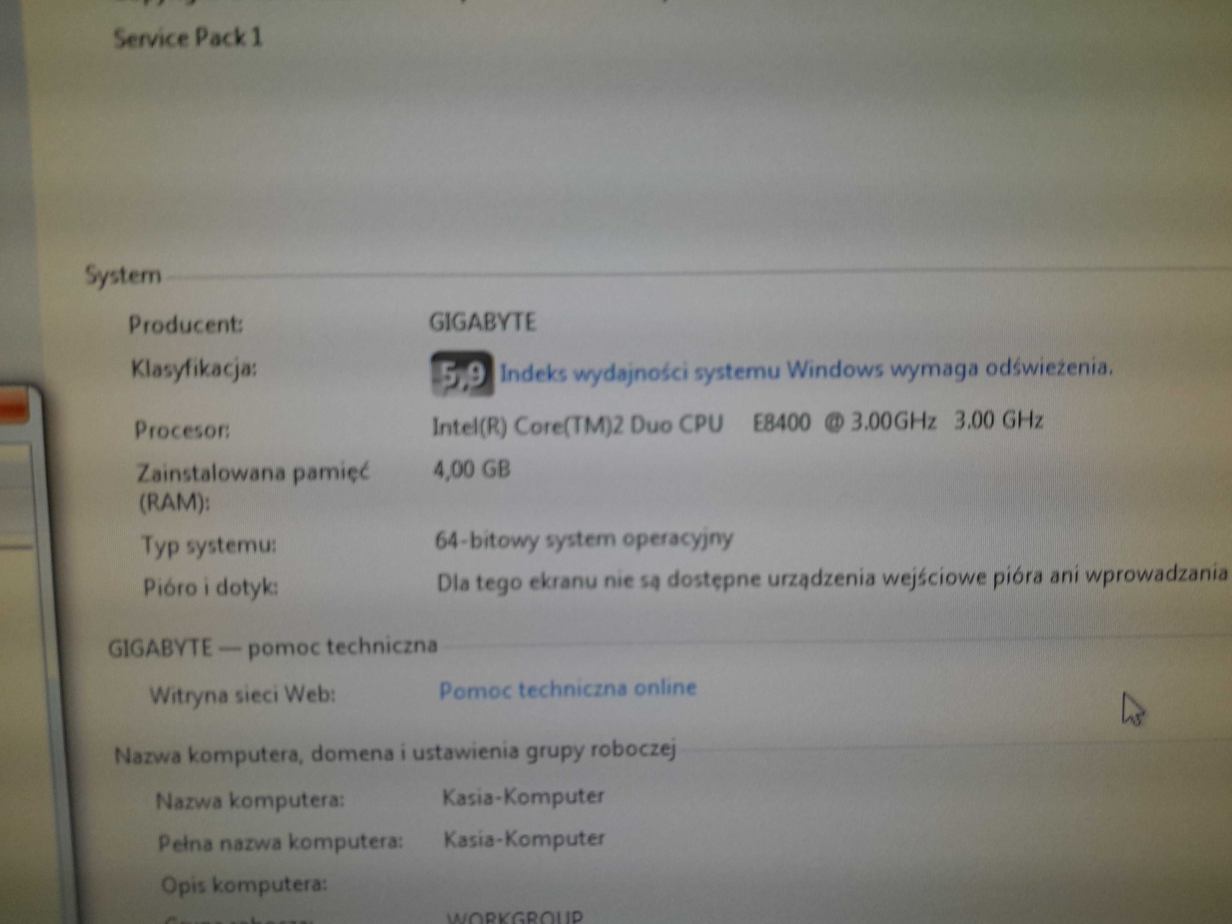Komputer Inter Core Duo E 8400 Windows 7 okazja super stan