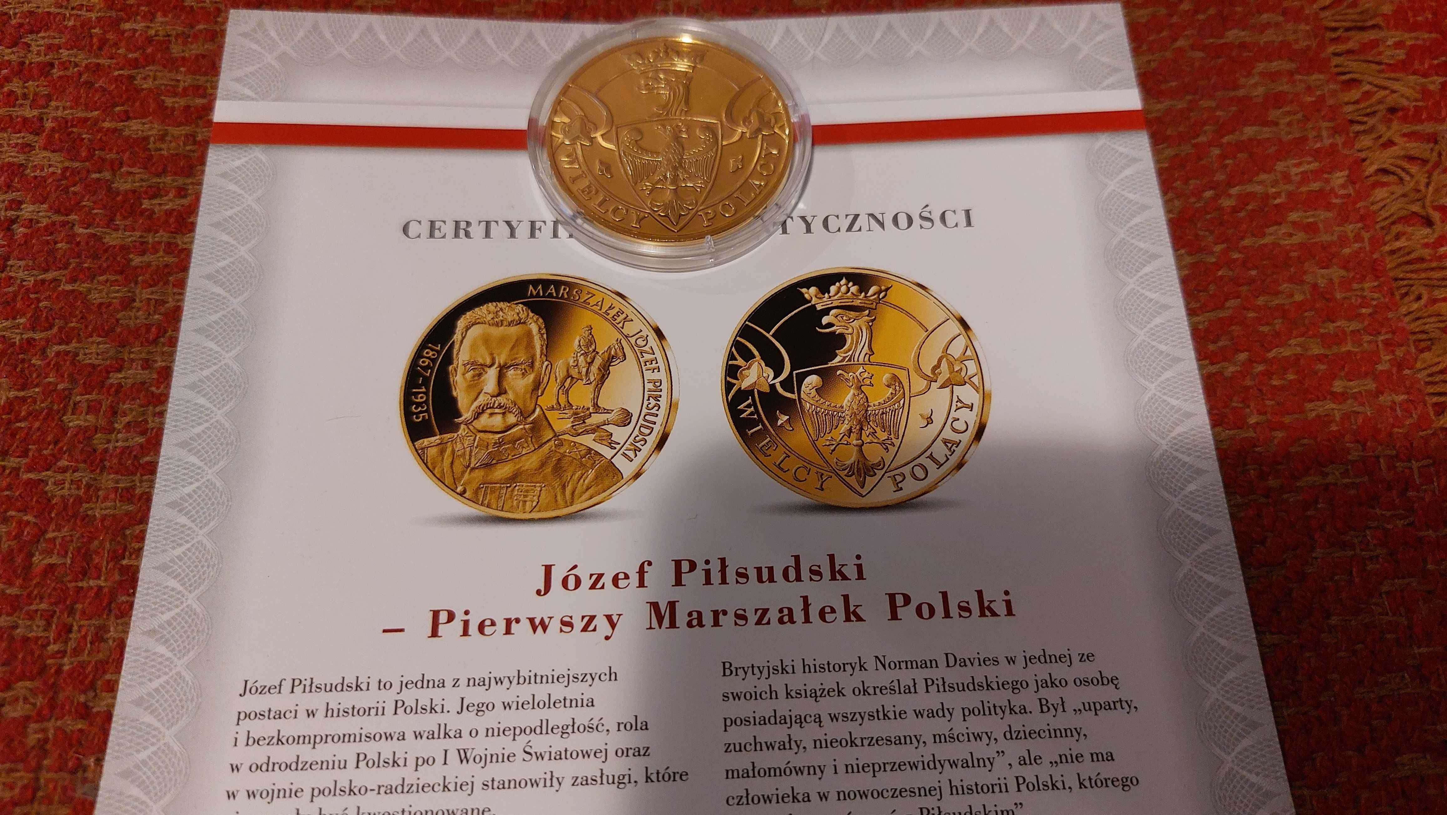 Marszałek Józef Piłsudski 24 - medal platerowany złotem