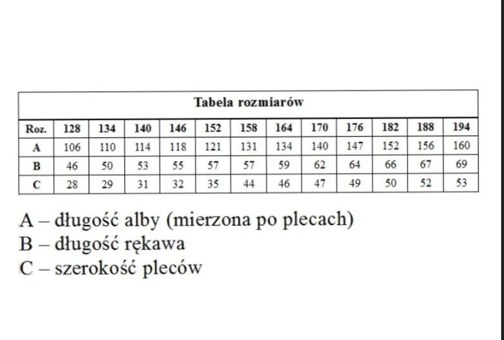 Alba lektorska + cingulum Gratis! Szata  liturgiczna. Rozmiar 170.