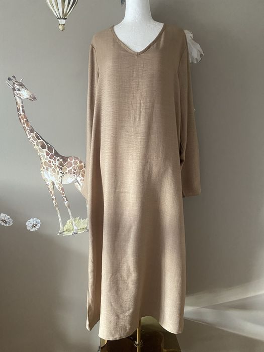 Długa maxi lniana sukienka boho 42/44 sukienka z lnu