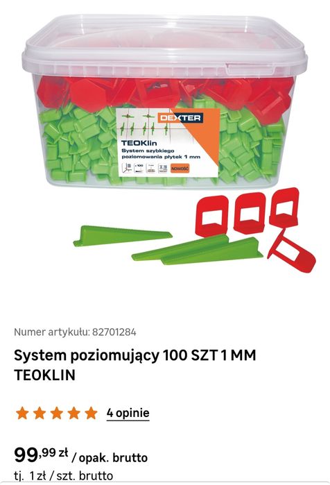 2 opakowania System poziomujący Dexter Teoklin