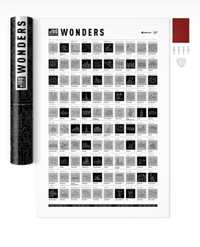 Скретч-постер 100 Wonders, карта світу, карта зі скретч покриттям