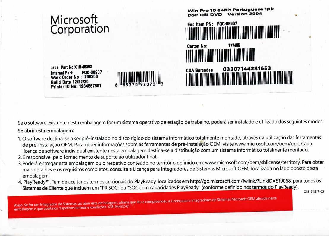 Microsoft Windows Original ainda Selado