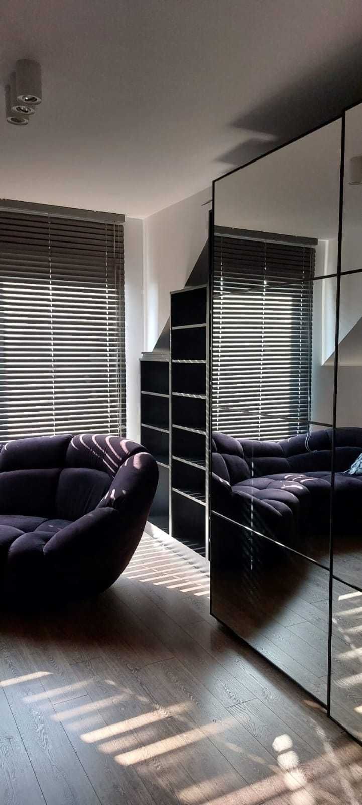 Szafa czarna PAX IKEA drzwi przesuwne z lustrami 236x200x60 236x150x60