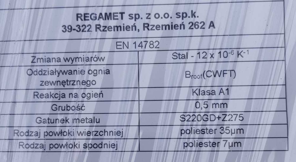 Blacha na dach trapezowa na rąbek 31zł 20lat gw., nowa