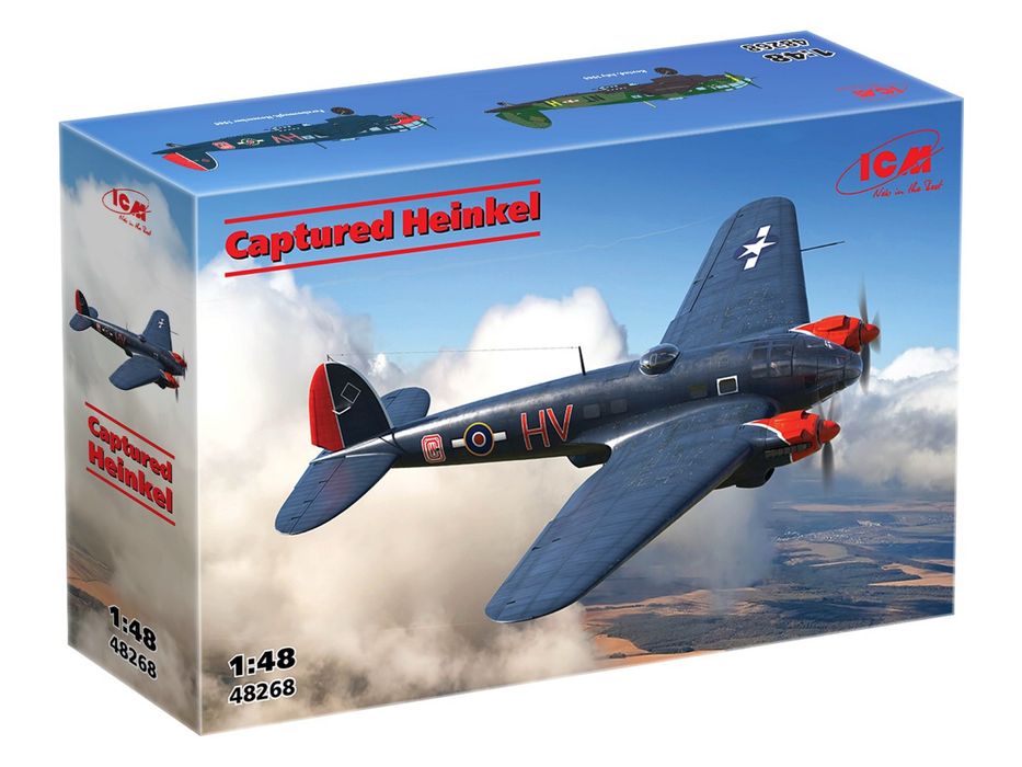 ICM 48268 samolot Captured Heinkel model do sklejania