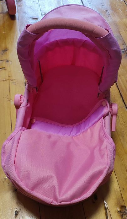 Детская коляска для кукол розовая, с поворотными колёсами, 2 в 1