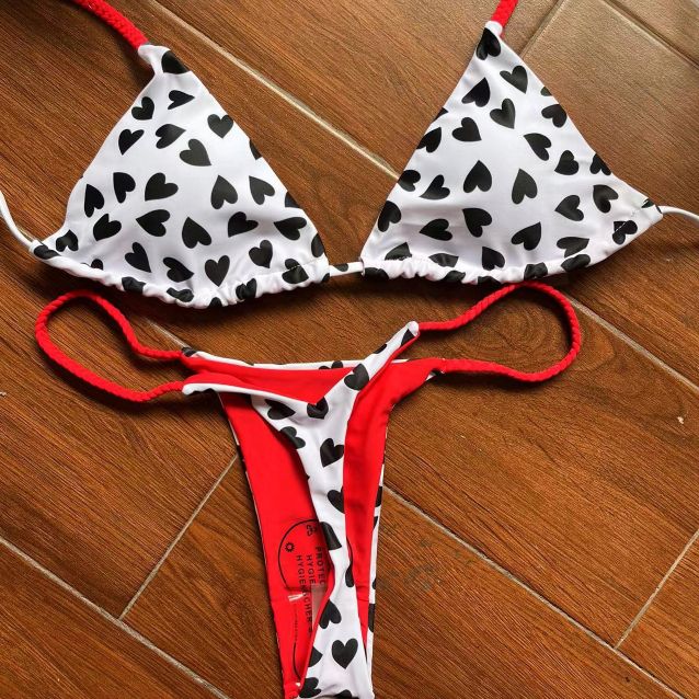 Dwuczęściowy Strój Kąpielowy Mikro Bikini Sexy Stringi w Serca - M