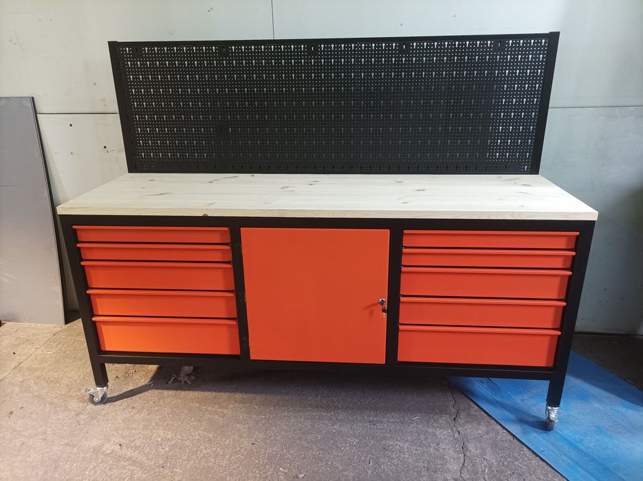 Stół warsztatowy 200x60 z 10 szufladami. Spawany - mega jakość