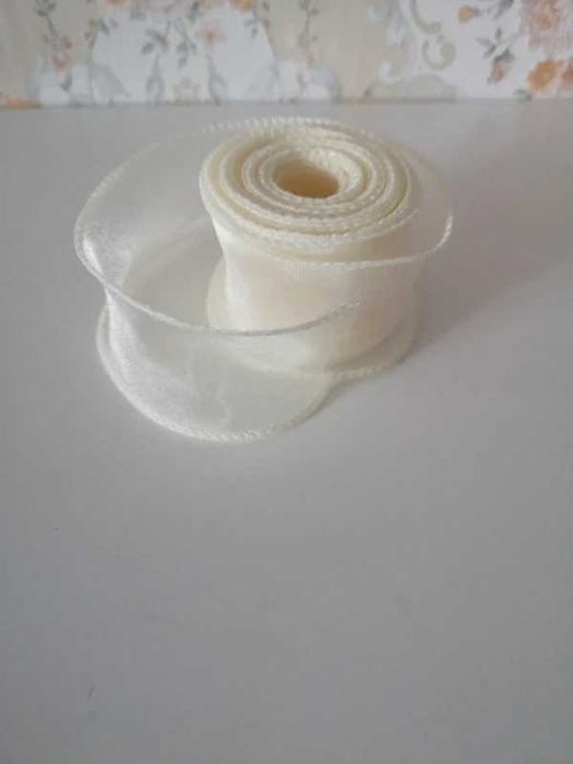 Szyfonowa wstążka pastelowy kremowa