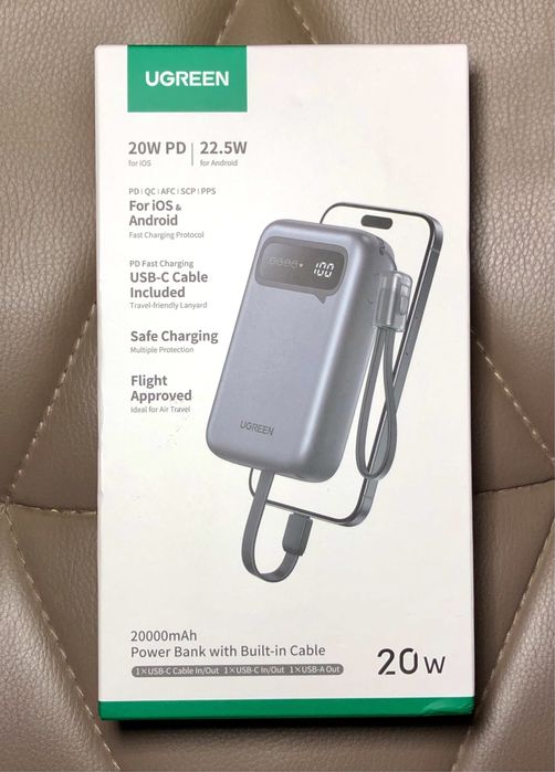 UGREEN Power Bank 20000мАг 22Вт. Компактний павербанк. Швидка зарядка