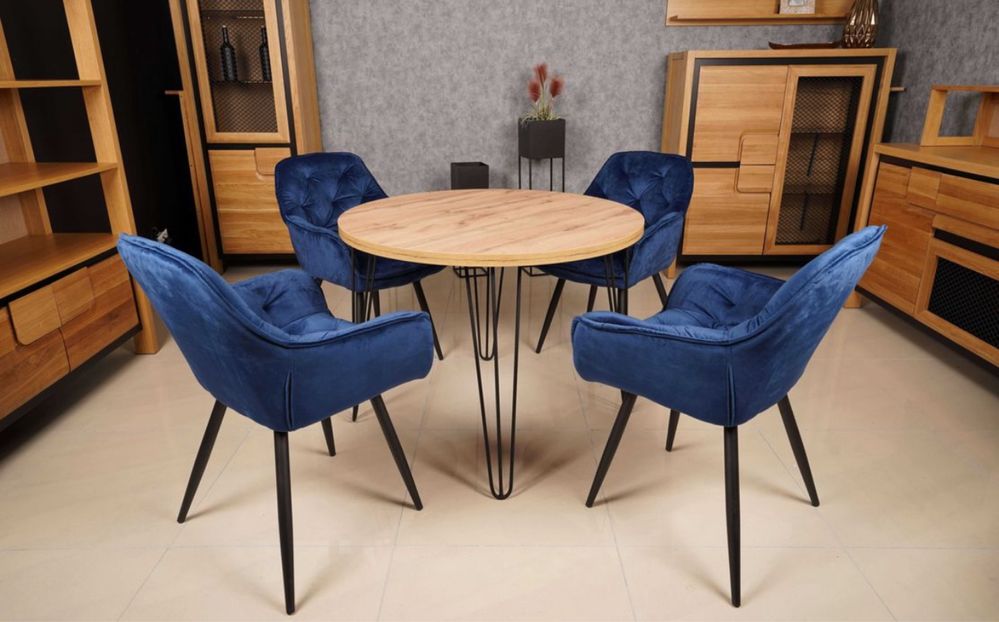 (999) Stół z krzesłami stół okrągły loft glamour NOWE