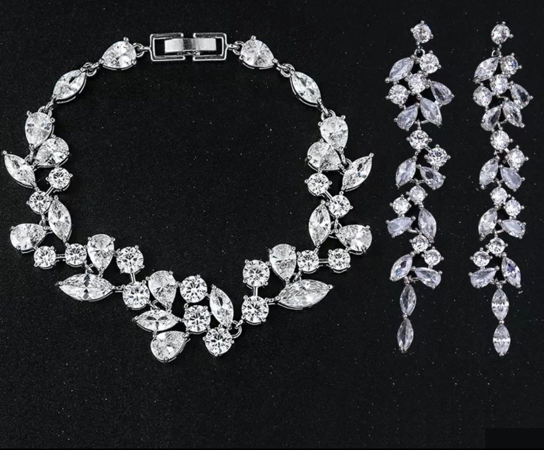Komplet biżuterii bransoletka I kolczyki biżuteria ślubna prezent