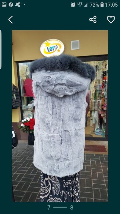 Kamizelka bezrękawnik futro naturalne królik plus lis