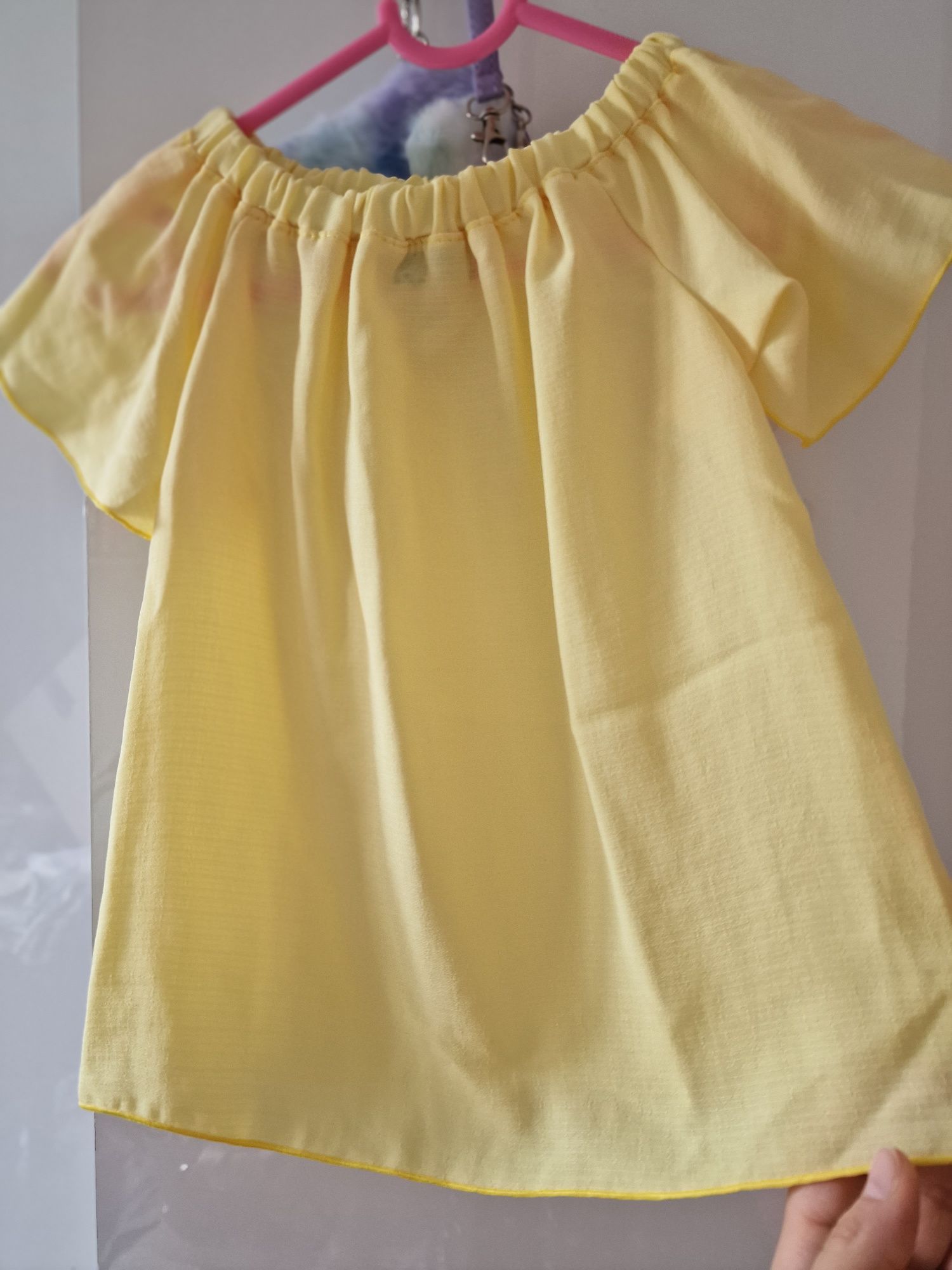 Sukienka sztruksowa  i bluzka lily Grey 104 żółta słomkowa