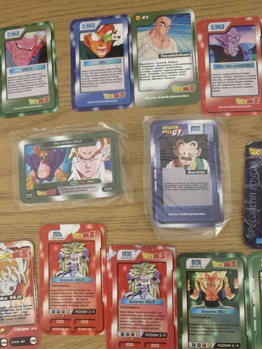 38 sztuk Karty dragon ball z chio chips rtl7 kolekcjonerskie
