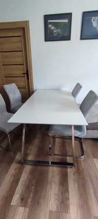 Biały rozkładany stół 160cm + 4 krzesła