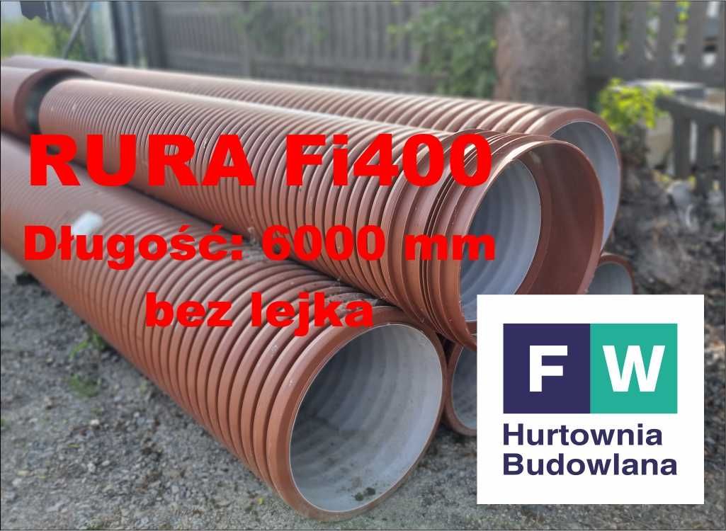 Rura karbowana fi400 6 metrów bez kielicha
