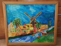 obrazy holenderskie impresjonizm wiatrak WIATRAKI ramy drewniana 62x51