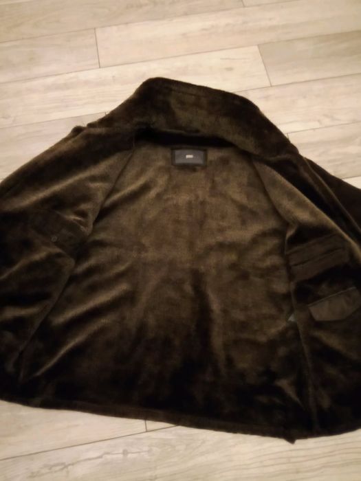 Kożuch męski Ala Ramonesa L/XL kolor czekoladowy skóra naturalna zamsz