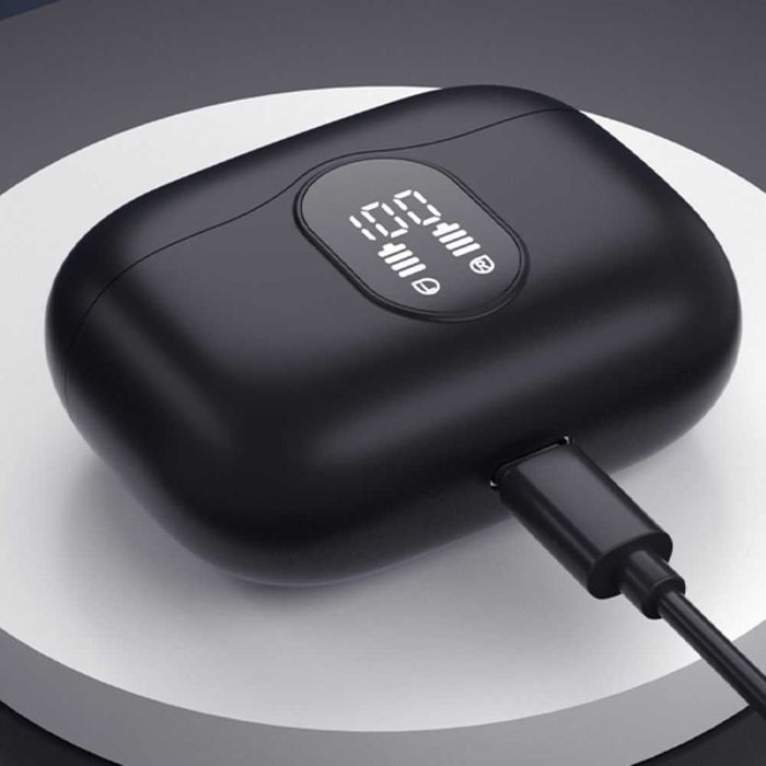 Słuchawki Bezprzewodowe Czarne Manta Rytmo Pro Anc Enc Tws Douszne