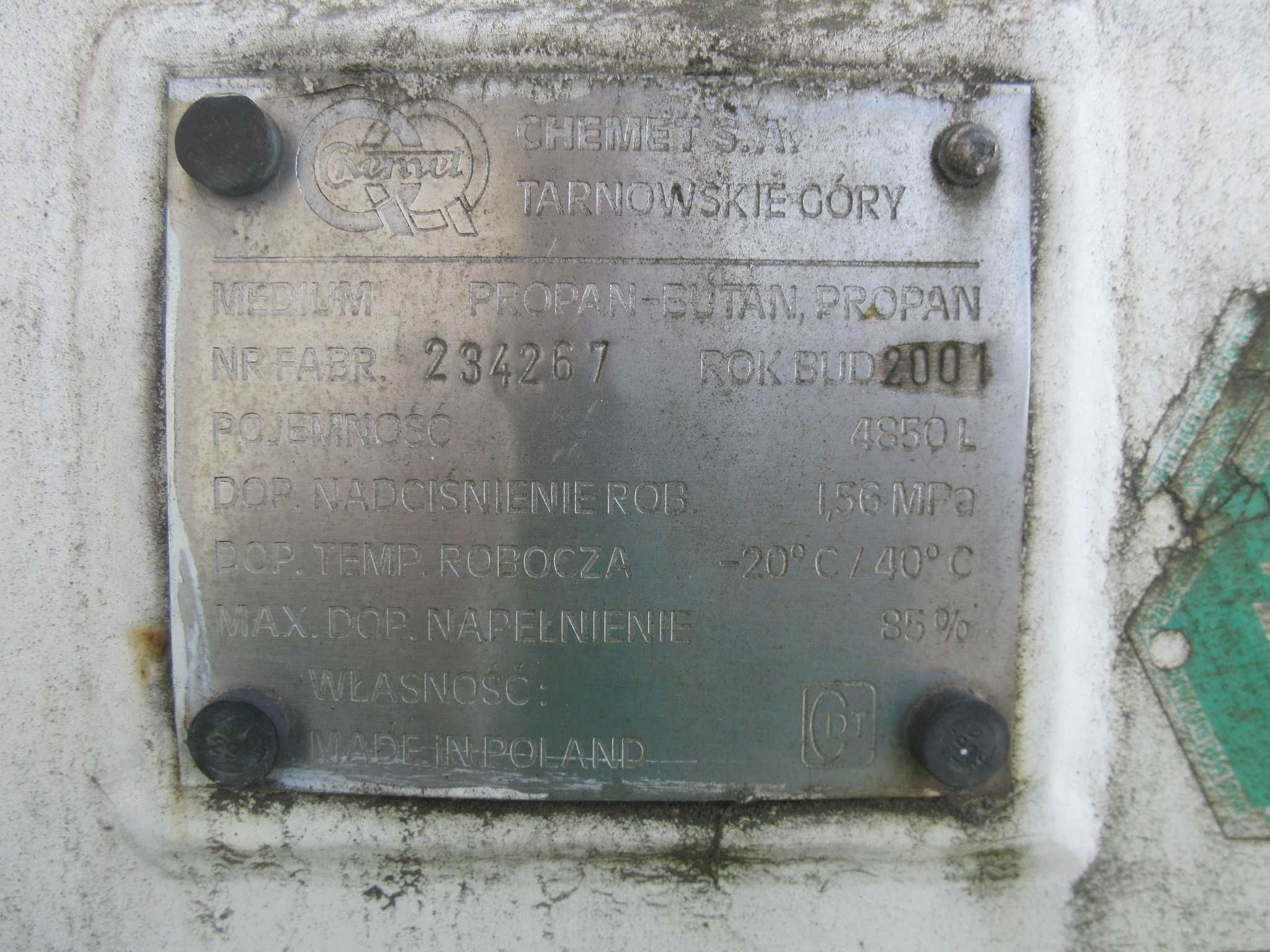 Zbiornik na gaz LPG propan butan gazowy 4850 L butla transport