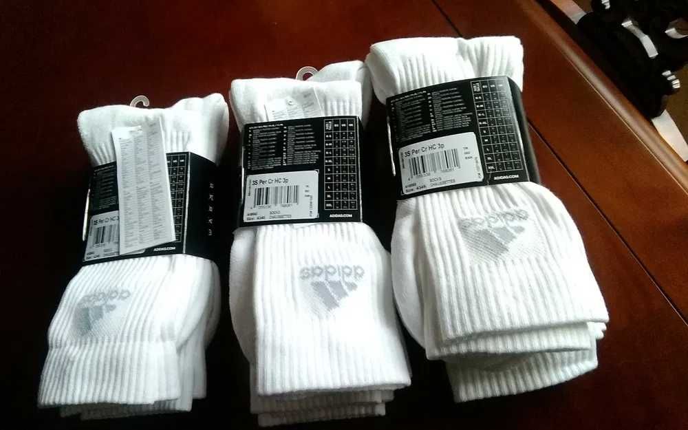 3 PARY ! Adidas wysokie, cena za 1 pak 42-45 skarpetki białe oryginał