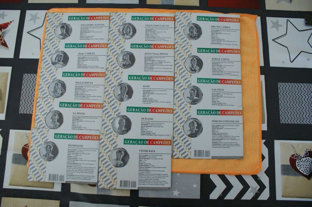 Cartóes biográficos colecção Geração de Campeões jornal "A Bola"