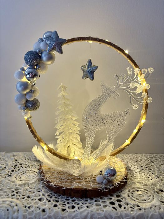 podświetlany stroik świąteczny renifer glamour gwiazda