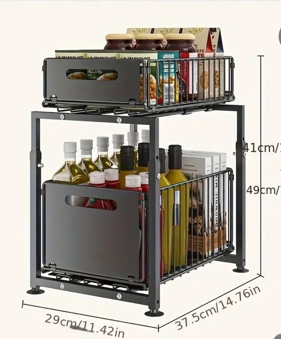 2-poziomowy organizer pod zlew z wysuwanymi metalowymi szufladami