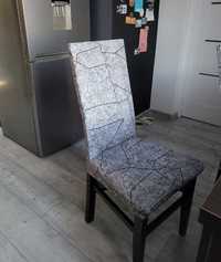 Pokrowce na krzesła szare ze wzorem 4 szt elastyczne