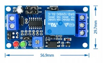 Przekaźnik czasowy timer 12V 0.13s - 1h