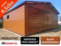 Garaż Blaszany Drewnopodobny 6.5x5m -Dwuspadowy - Garaże - Romstal
