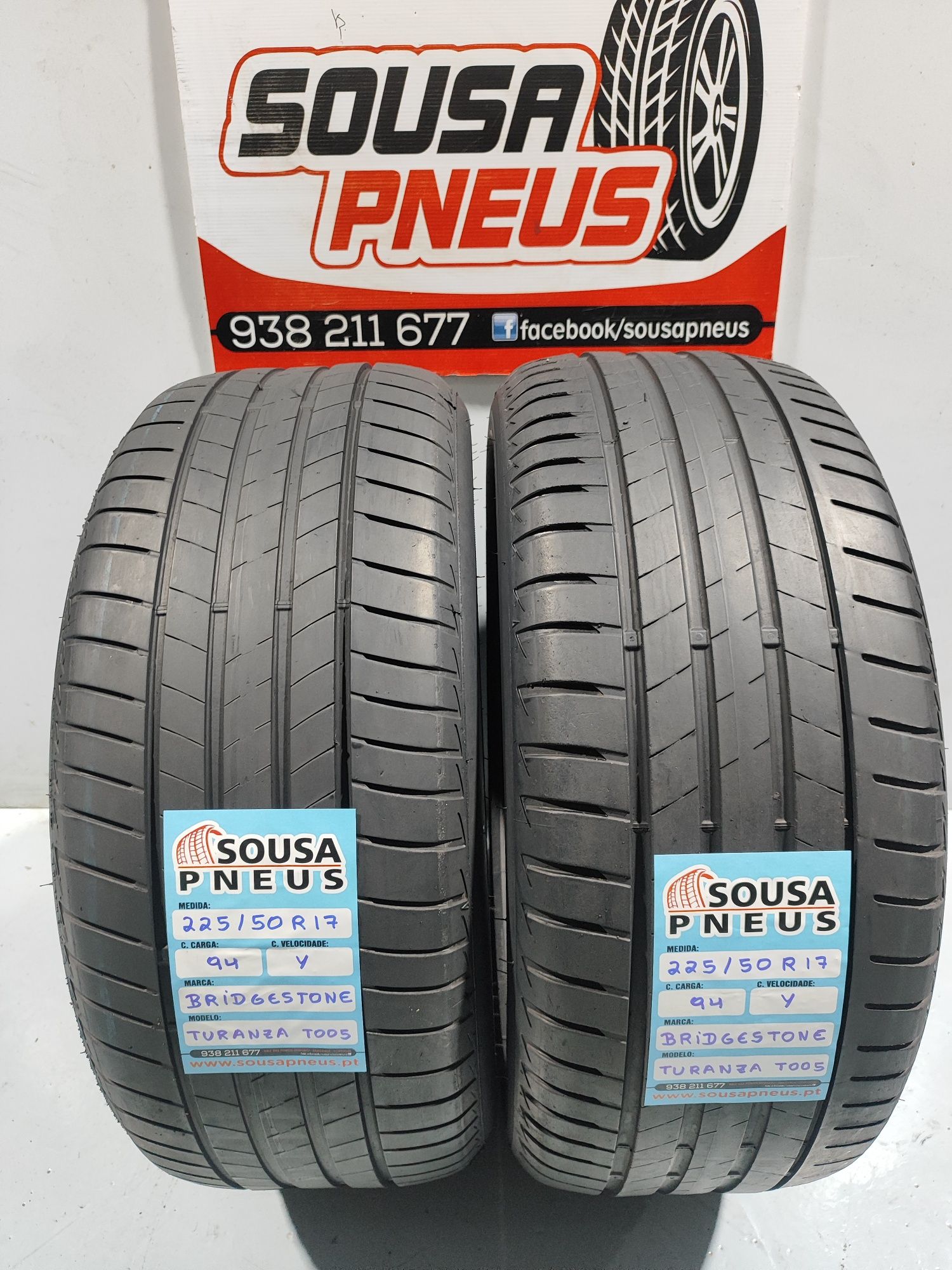 2 pneus semi novos 225-50R17 Bridgestone - Oferta dos Portes