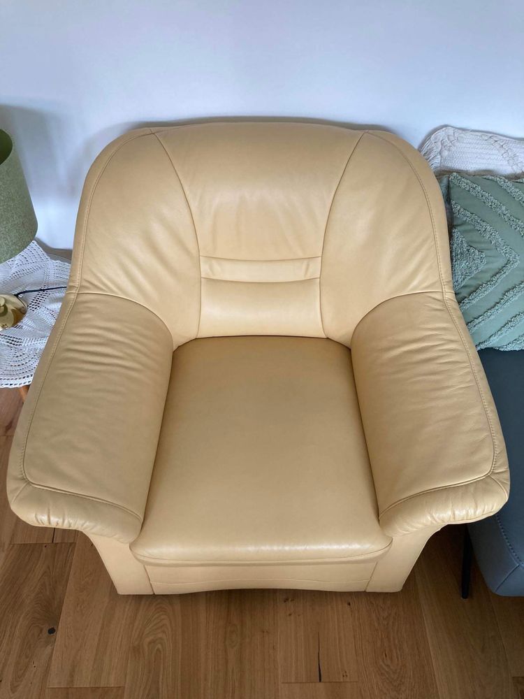 Skórzany fotel i sofa 2 osobowa