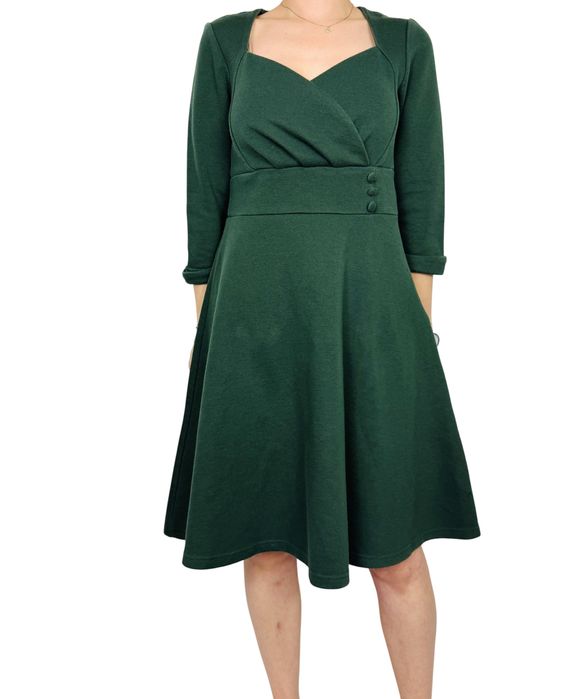 Zielona rozkloszowana sukienka midi M 38