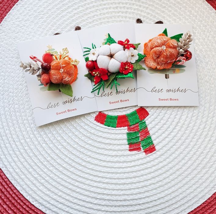 Новорічні аксесуари для волосся заколки,резинки,бантики,обручі