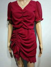 Marszczona sukienka czerwona walentynki imprezarozmiar L