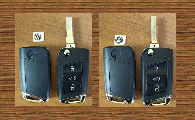 (№34) Корпус ключа на 3-4 кнопки VW Skoda Фольцваген Шкода