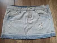 Hause podnica dżinsowa jeans dziury mini 38 M